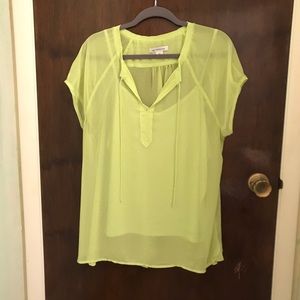Liz Claiborne yellow/green sheer blouse with cami